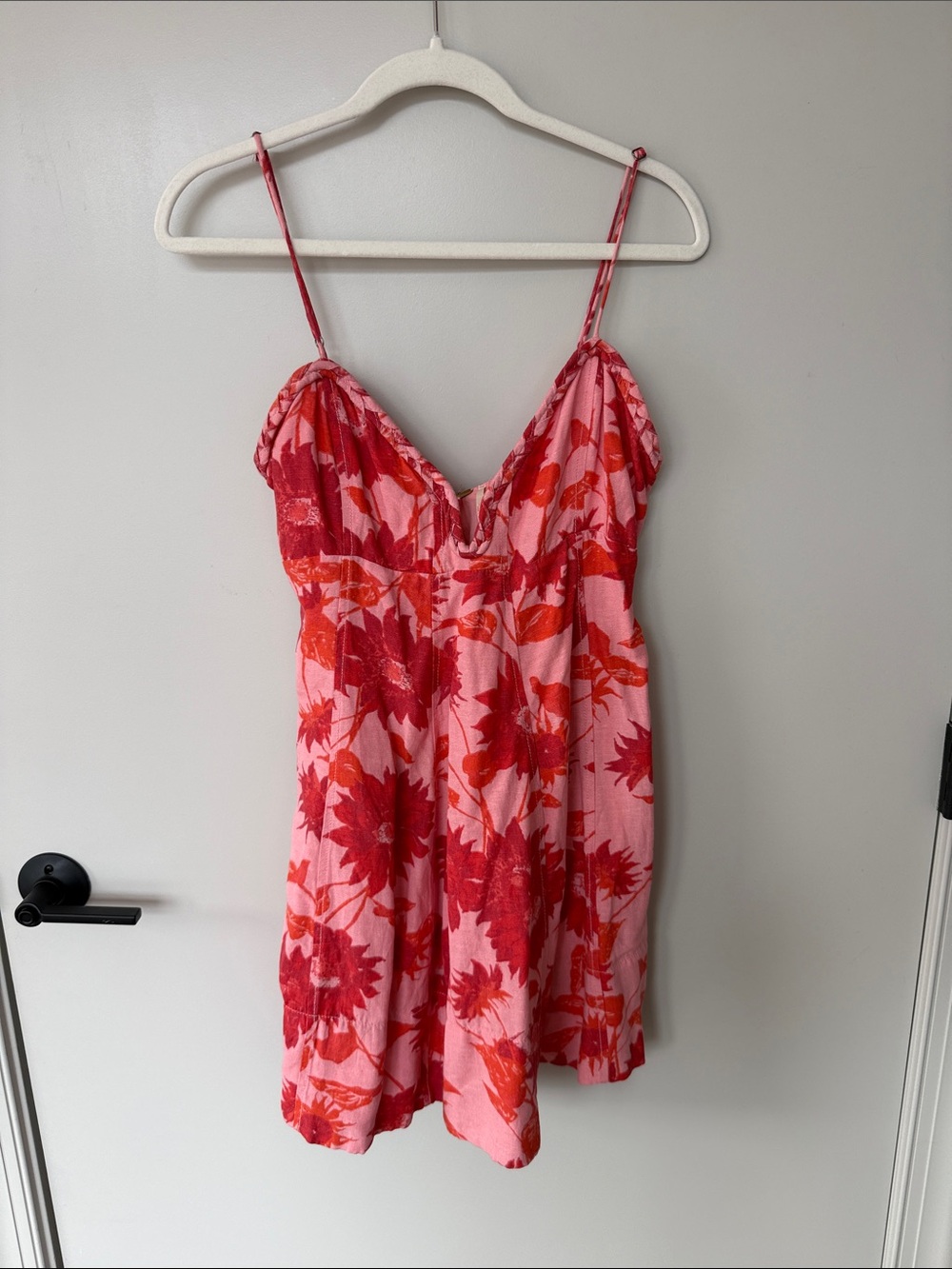 Free People Pink and Red Floral Mini Dress